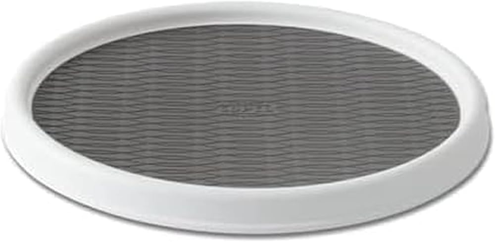 Copco Basics Non-Skid Pantry Cabinet Lazy Susan Turntable, 12-Inch, White/Gray, 1 Count (Pack of 1)