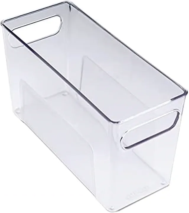 Copco Clear Narrow Storage Bin with Built-In Handles - Refrigerator Organizer, Pantry Organizers and Storage, Bathroom Organizer, Kitchen Organizers and Storage, Hand Wash