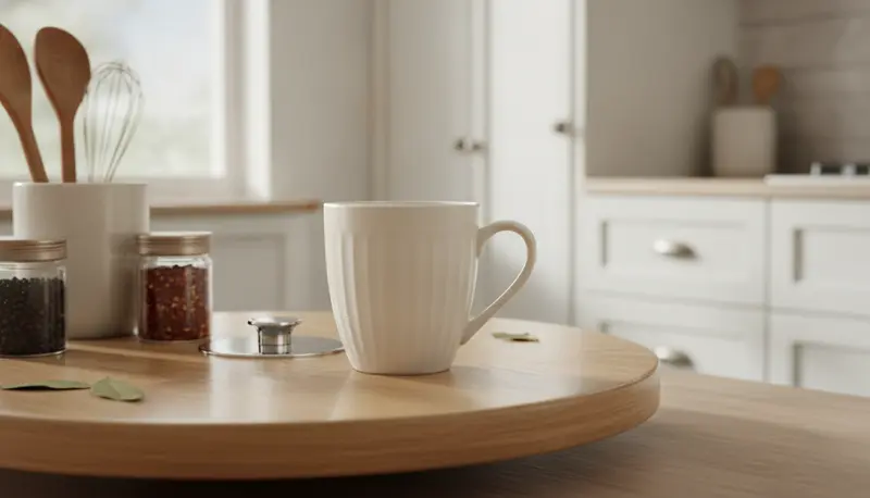 Mug and drinkware storage on a Copco turntable